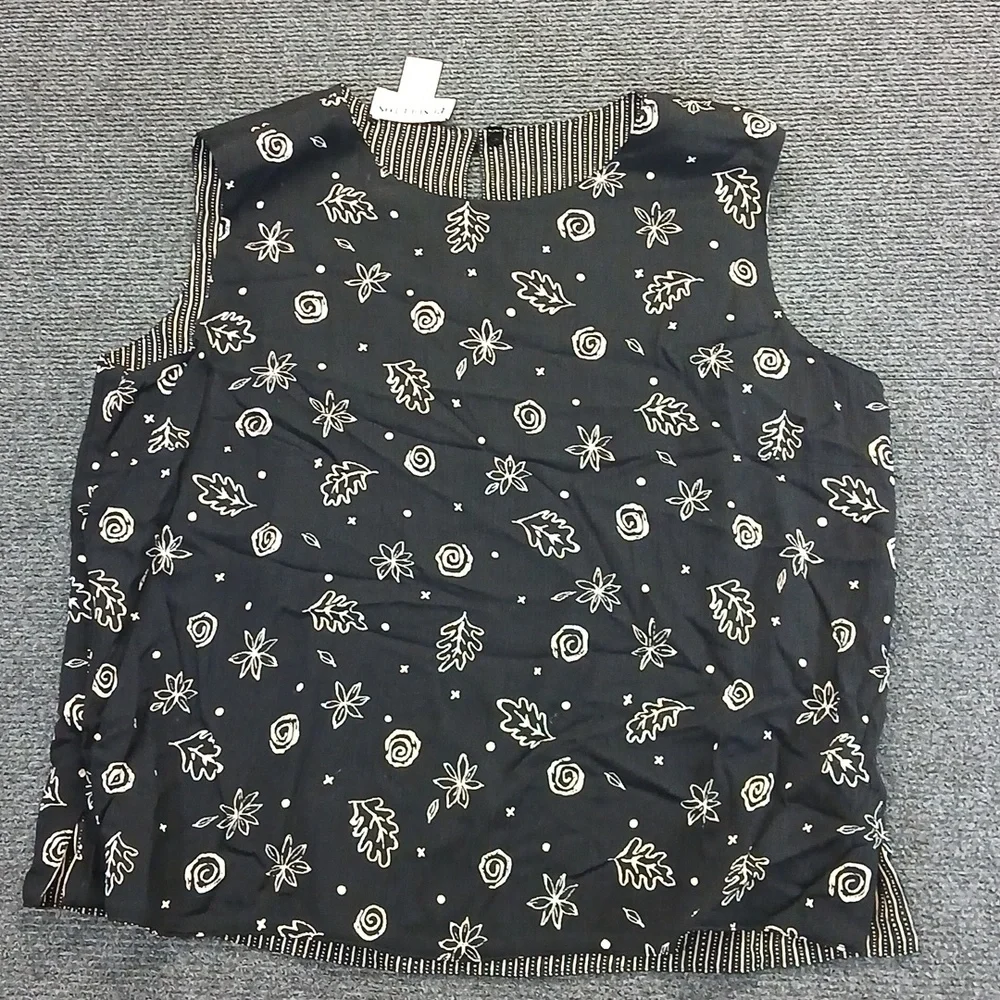 New Pendleton Black & White Striped Reversible Sleeveless Tank Sz L. - Picture 7 of 11